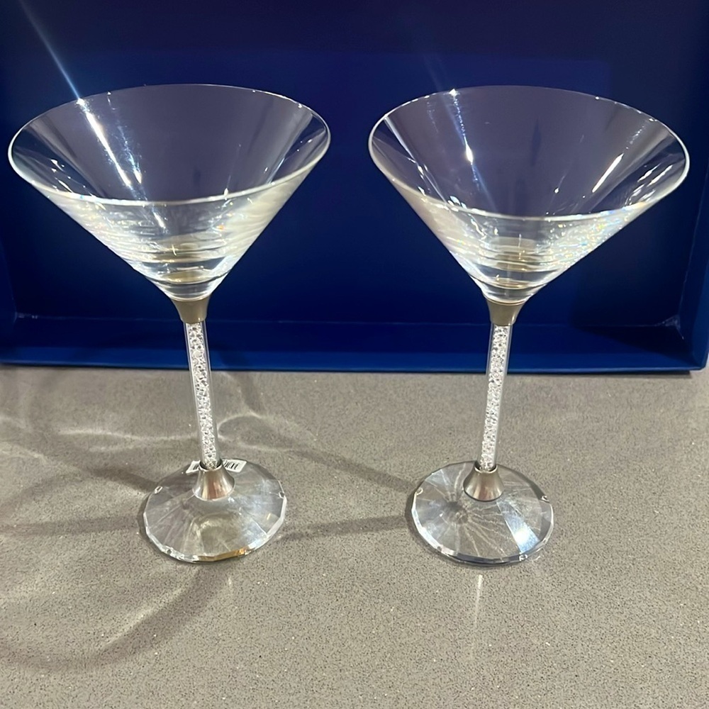 Czech Martini Glasses with Crystal-Filled Stems